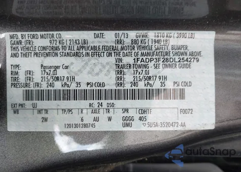 2013 Ford Focus Se from USA, damaged, VIN 1FADP3F28DL254279